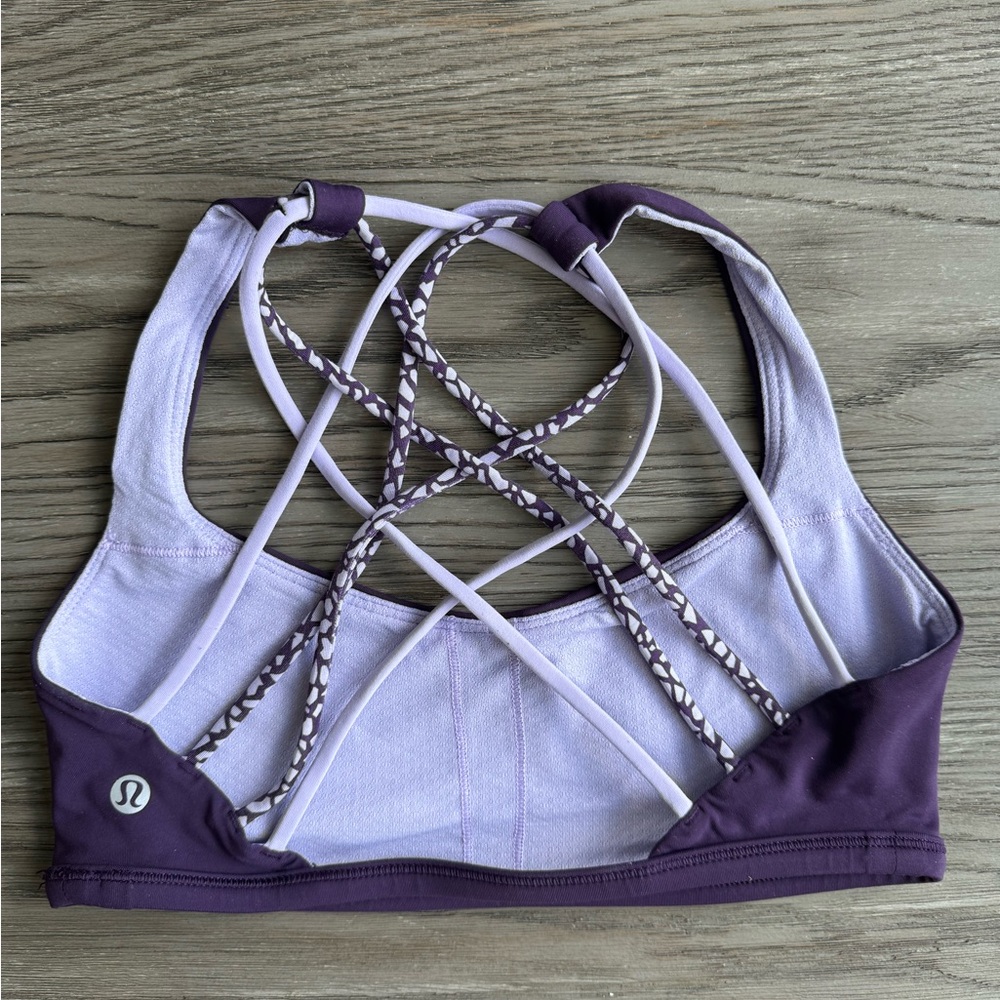 Lululemon purple, strappy sports bra. Size 6